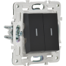Выключатель 2-клавишный проходной с индикацией IEK SKANDY 10А SK-V10Bl черный SK-V22-1-10-K02
